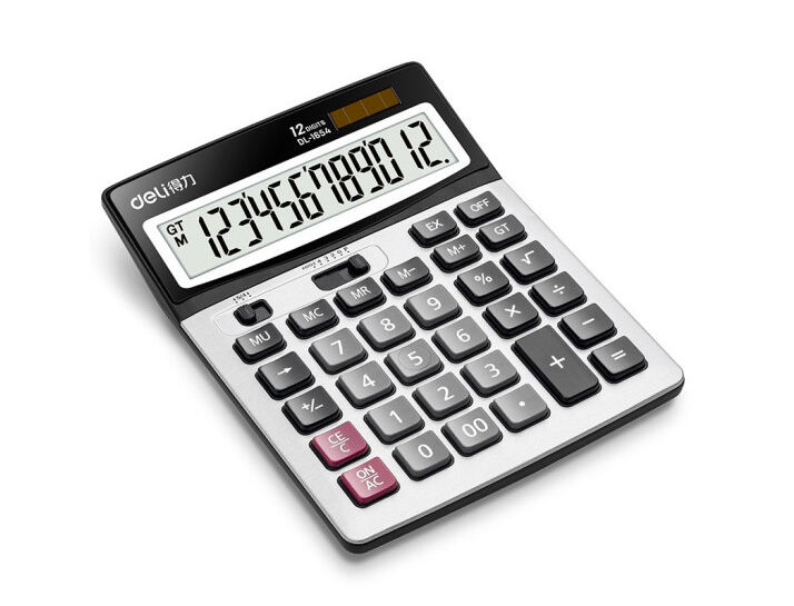 得力(deli)1654 双电源宽屏办公桌面计算器 财务计算机 办公用品 银色